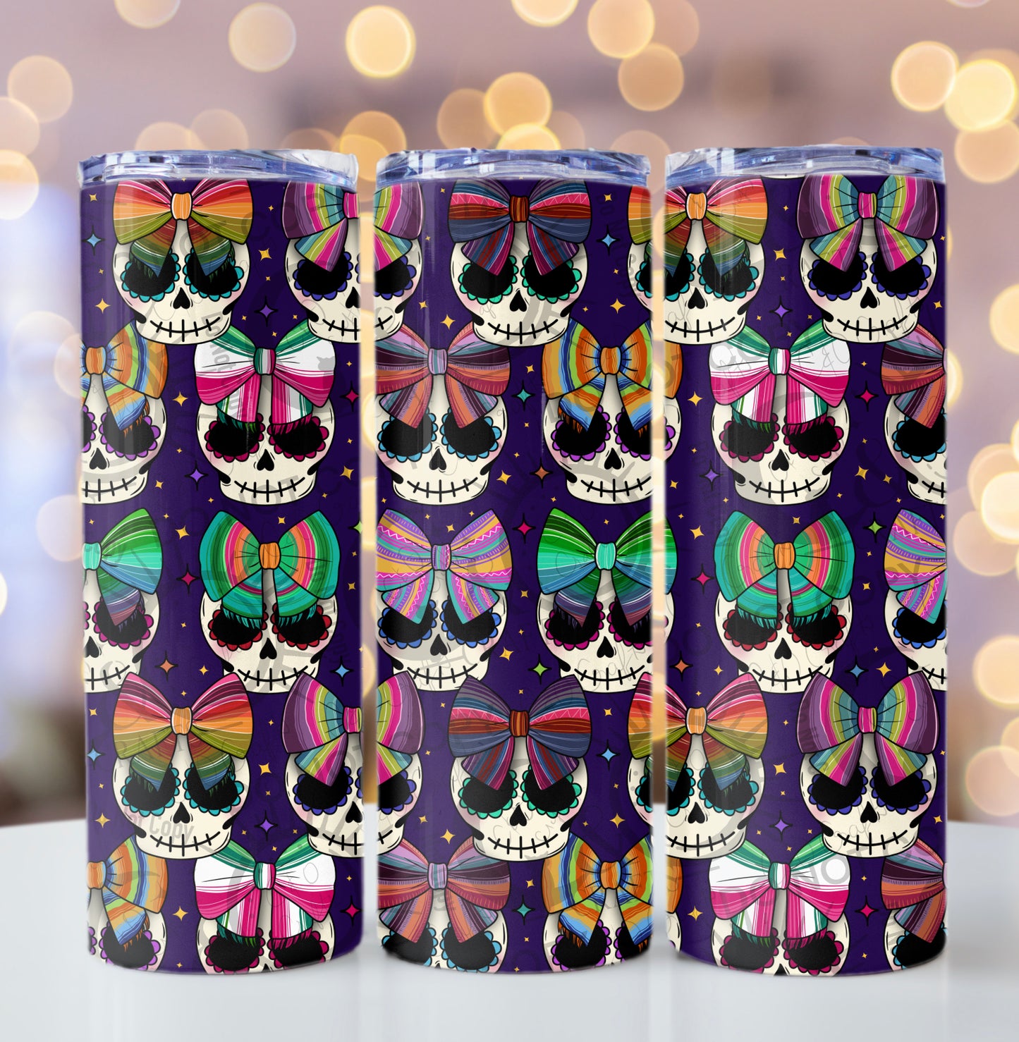 Serape Bow Calavera 12x12in Seamless PNG