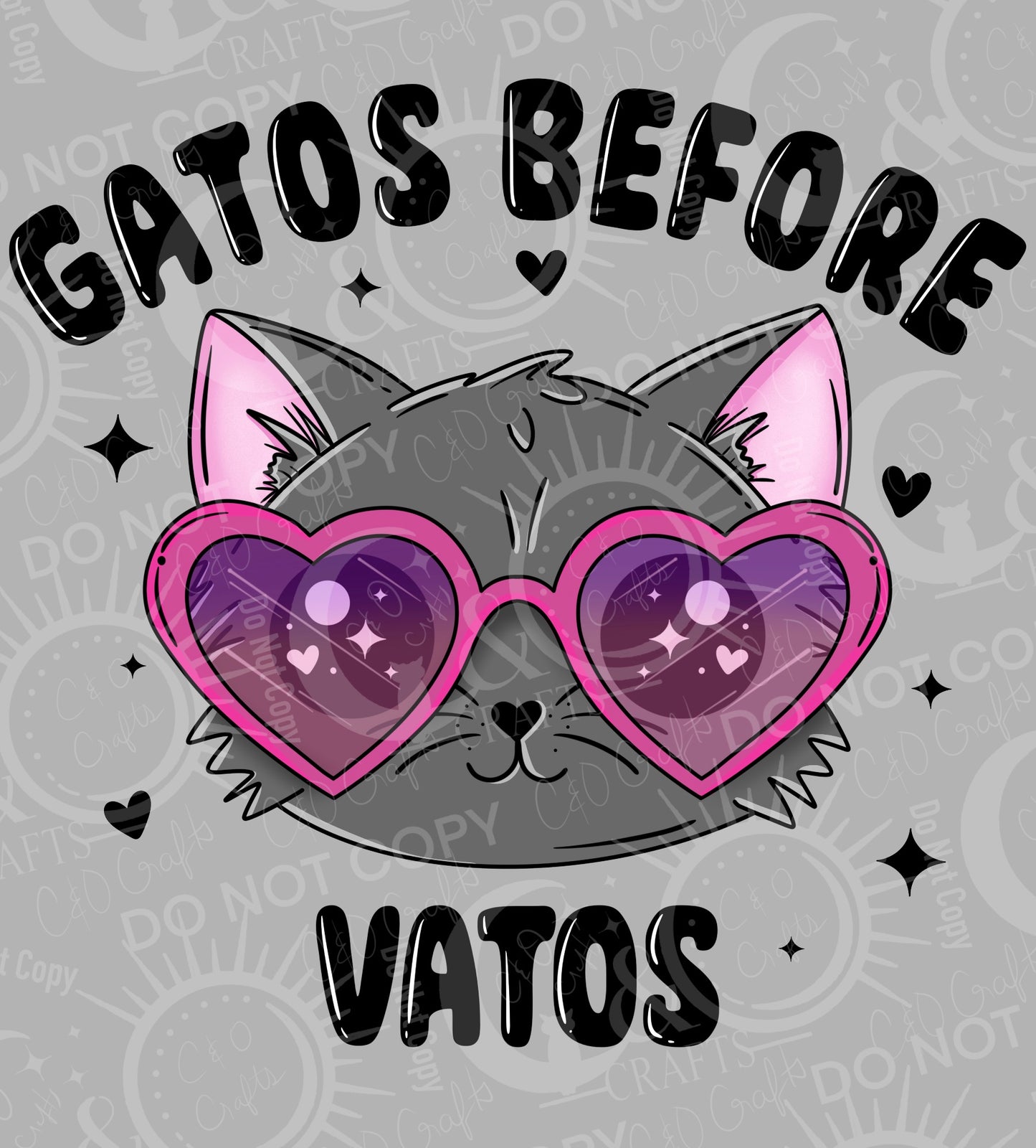 Gray Gatos Before Vatos (black/white) PNGs