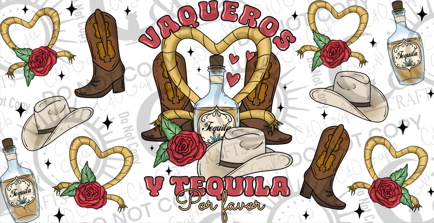 Vaqueros y Tequila 16oz PNG
