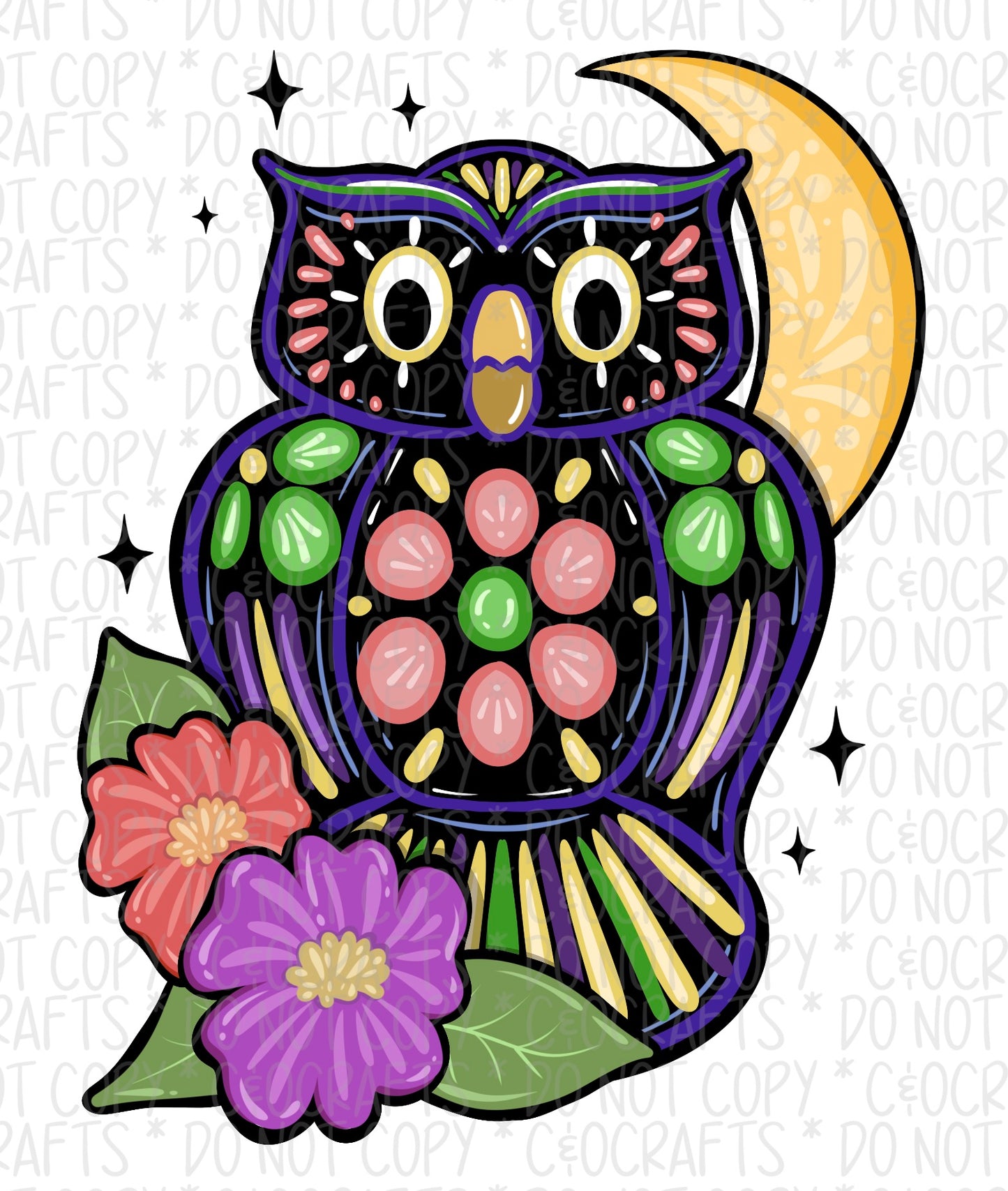 Owl Alebrijes PNGs (black/Inverted)