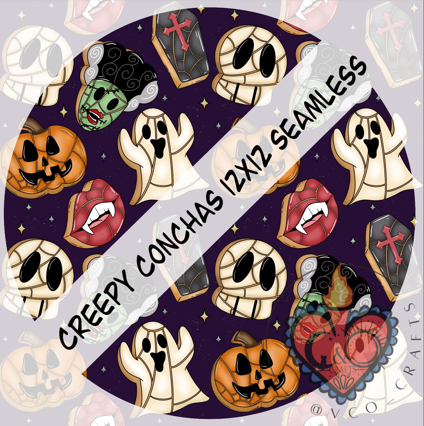 12x12 in. Seamless Creepy Conchas