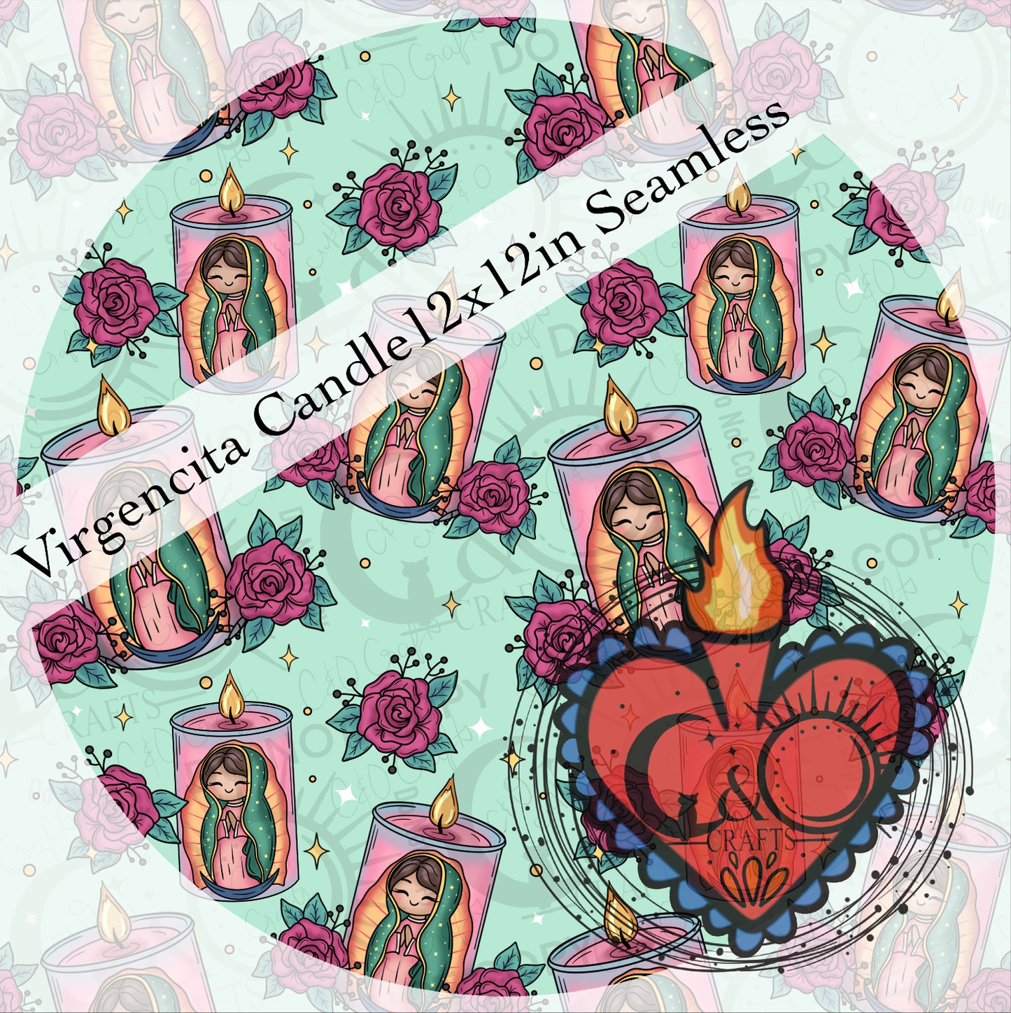 Virgencita Candles 12x12 Seamless