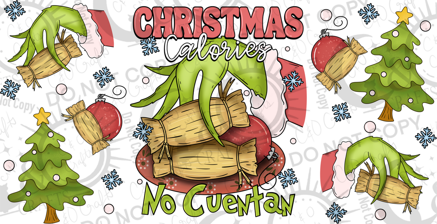 Christmas Calories (green hand) 16oz PNG