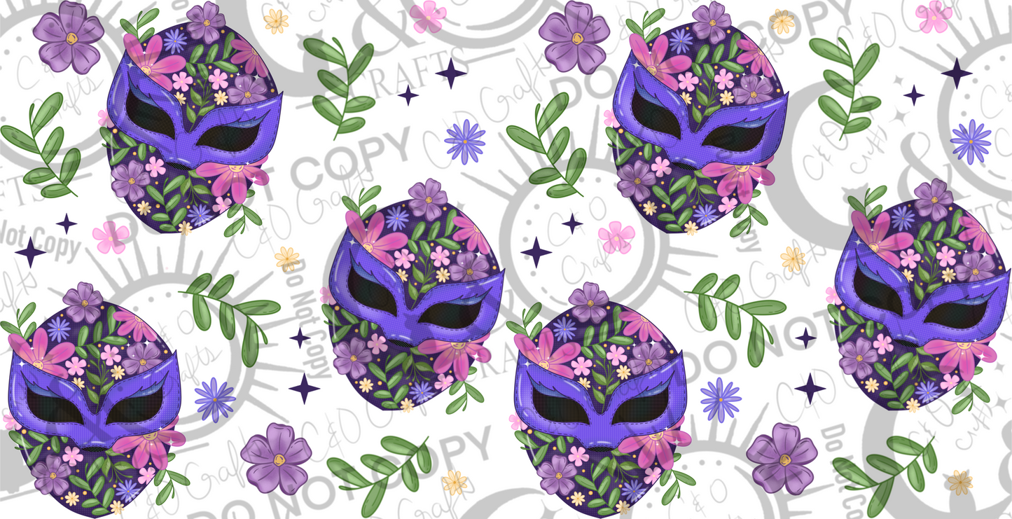 Floral Lucha Mask 16oz PNG