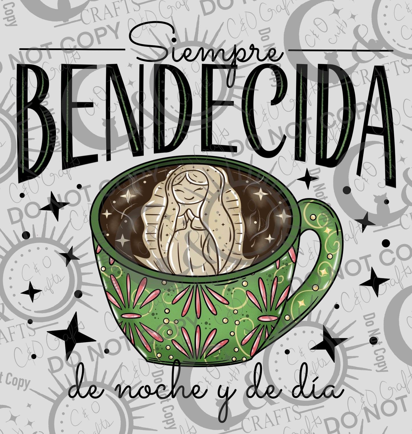 Bendecida Virgencita PNGs (black/white)