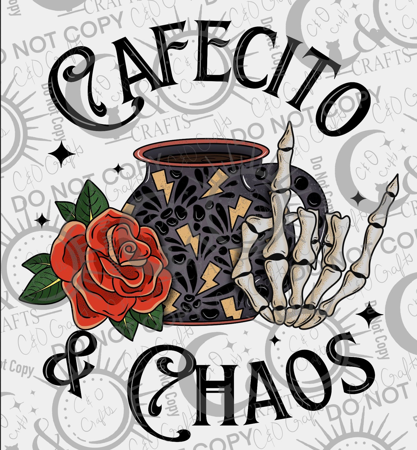 Café & Chaos PNGs (black/white)