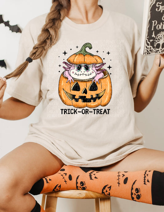 Trick or Treat Axolotl PNGs (black/white)