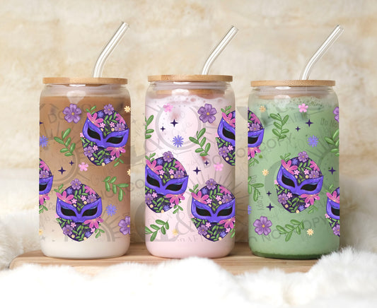 Floral Lucha Mask 16oz PNG