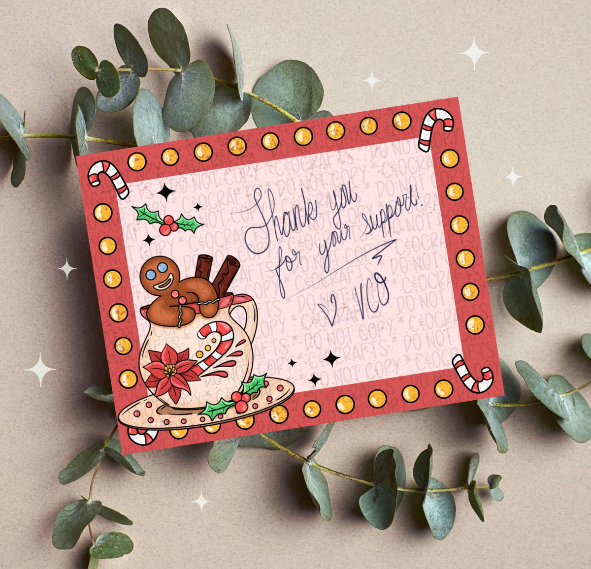 Gingerbread Cup Insert Card PNG