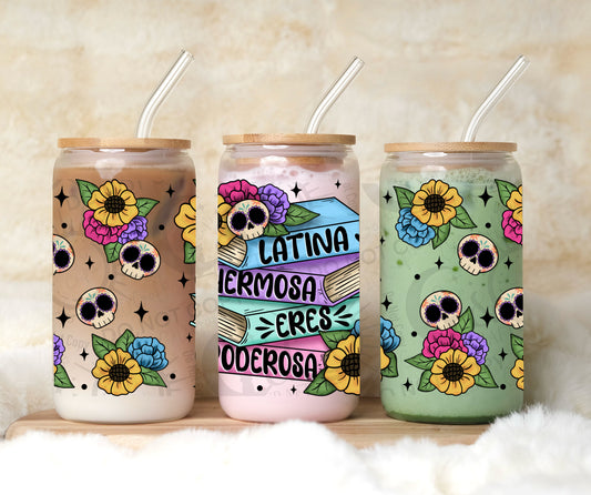 Latina Poderosa Skull 16oz PNG
