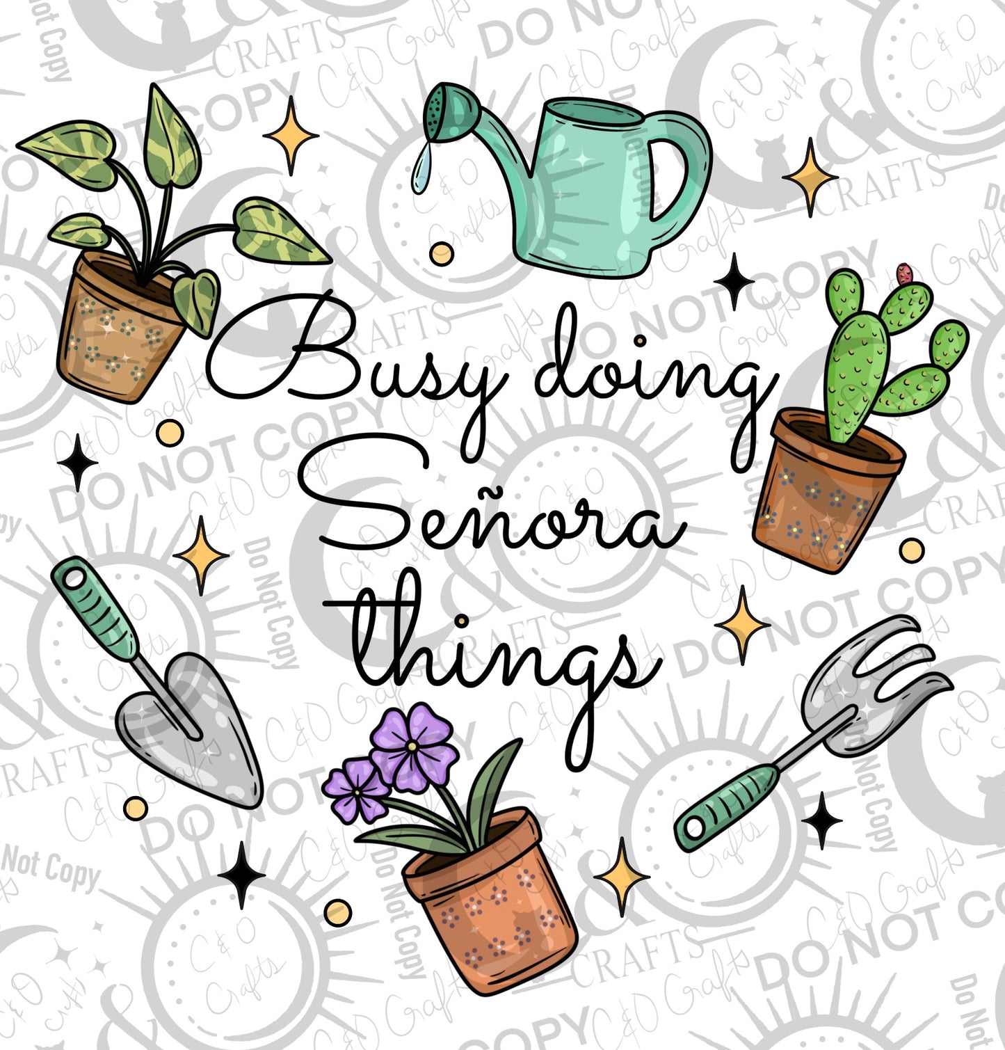 Busy Señora PNGs (black/white)
