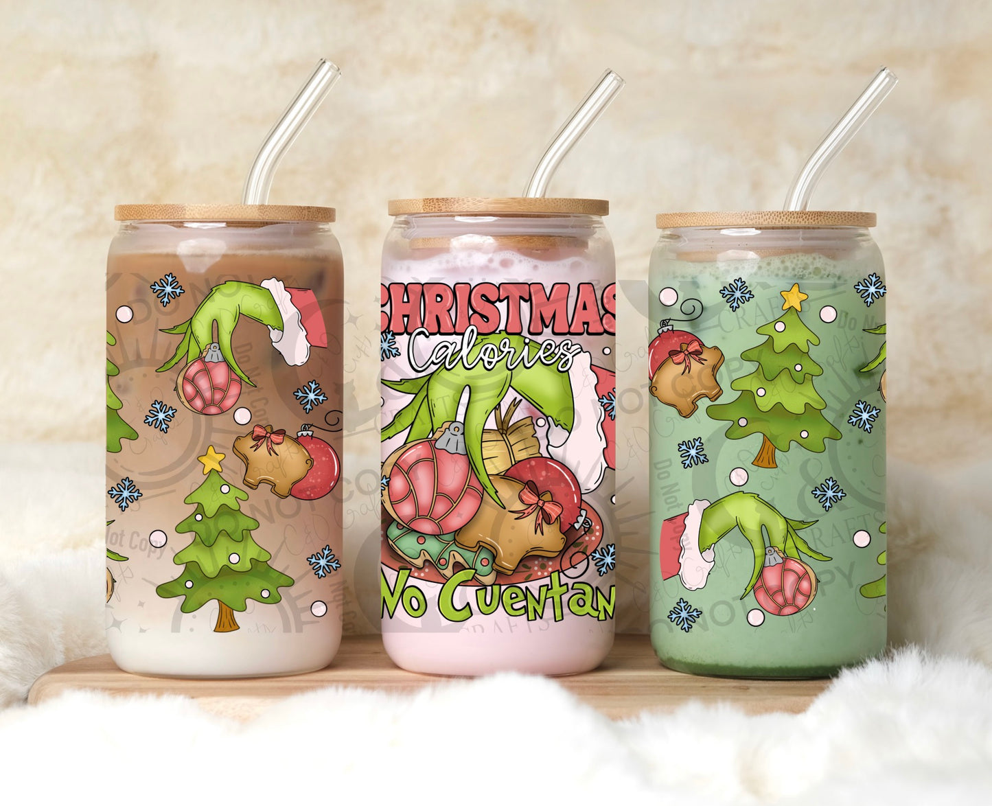 Christmas Calories Pan (green hand) 16oz PNG