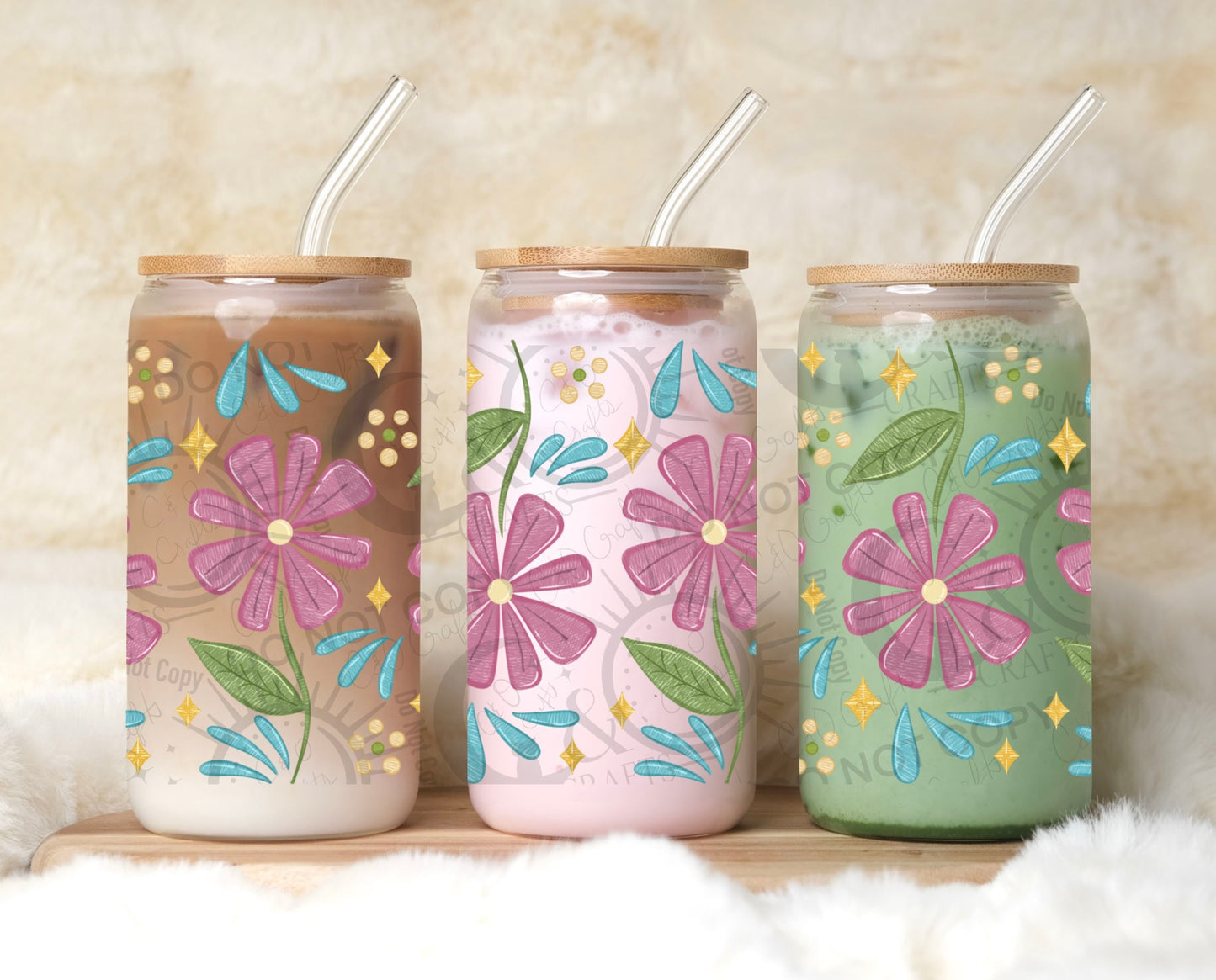 Flor Bordado 16oz PNG